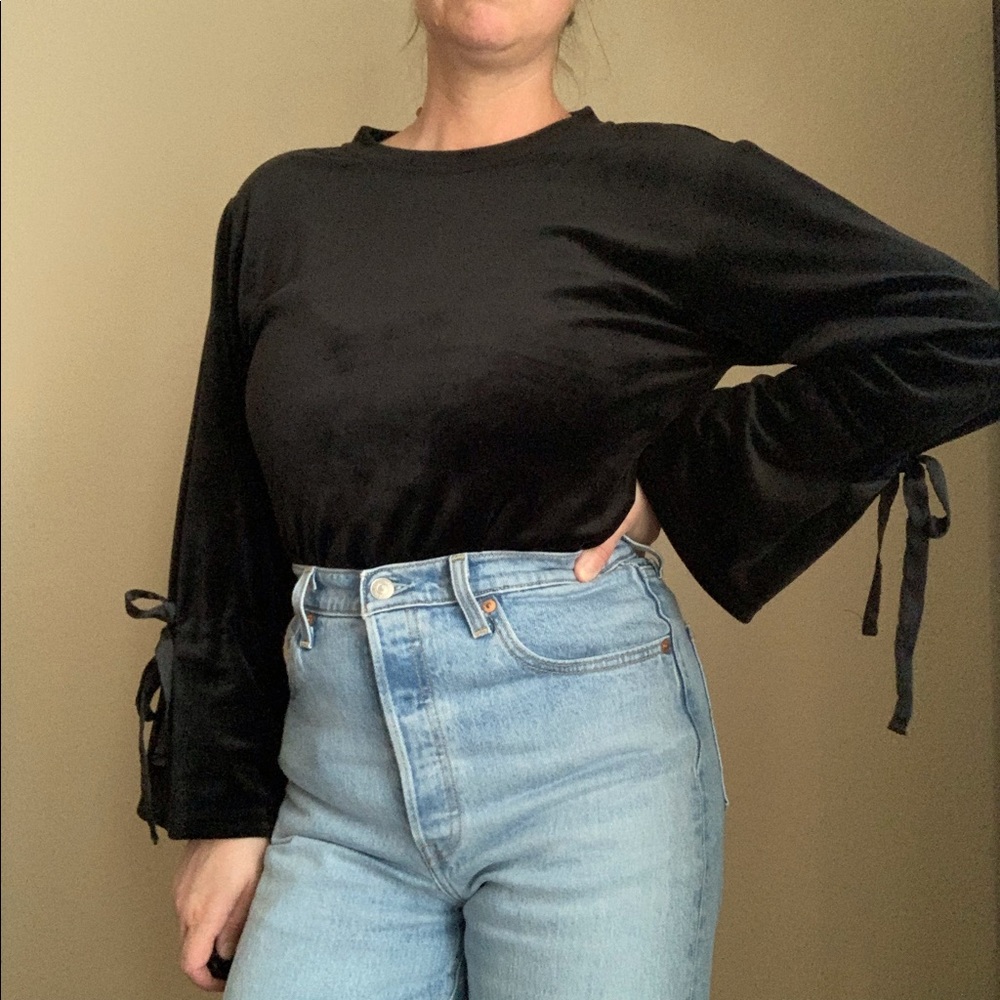 Philosophy Black Velvet Long Sleeve Top